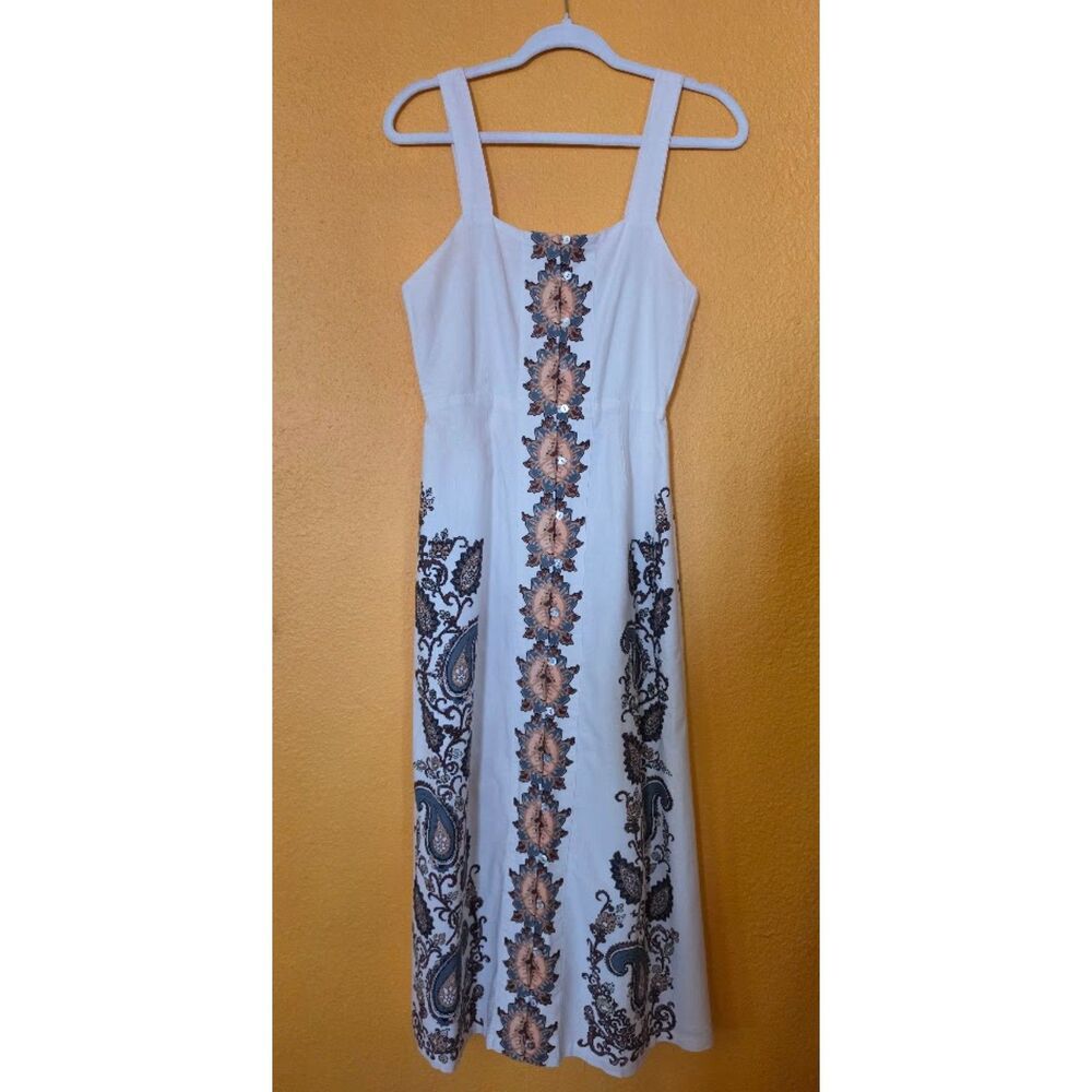 Cleobella Jolene Ankle Dress features a white cotton and linen blend Size XS NWT